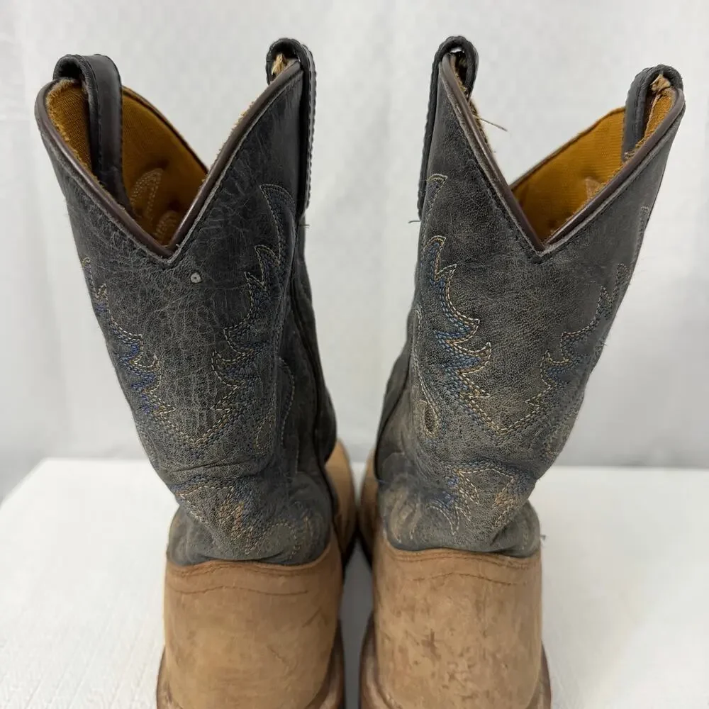 Dan Post Boots Boys Size 4 D Brantley Brown Blue Leather Cowboy Western